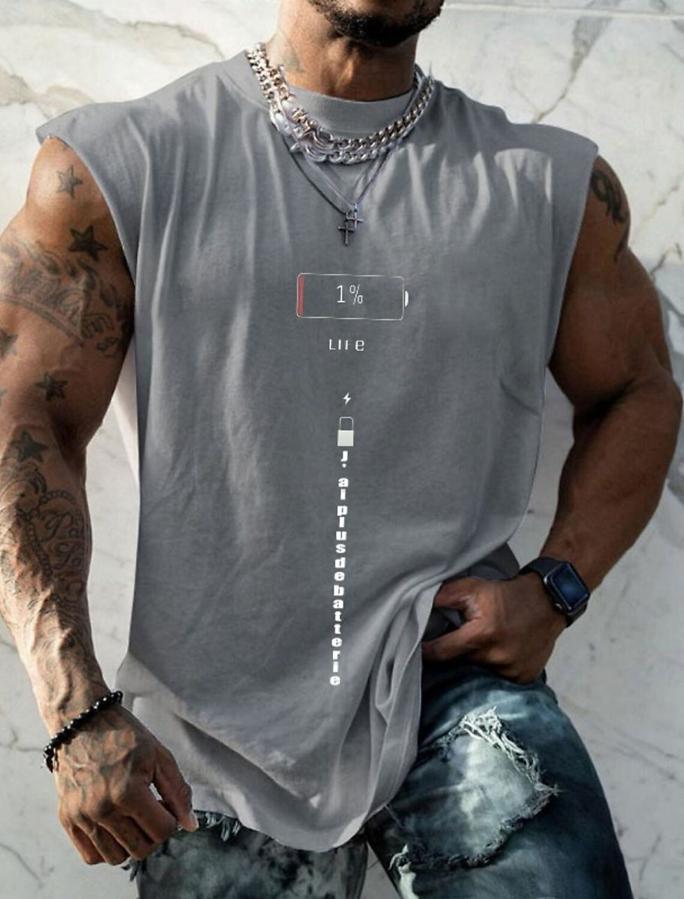 Thumbnail: Men's Vest T Shirt Simple Decal Text Pattern Tribal Harajuku Round Neck Clothing