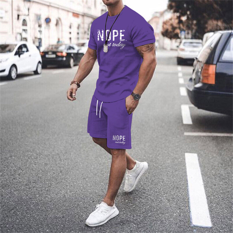 Thumbnail: 2024 New Summer Simple Men's T-shirt and Shorts 2-piece Set Fashion Street Leisu
