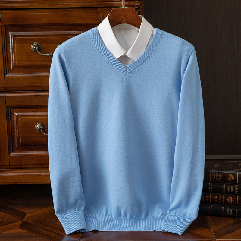 Thumbnail: Super Cashmere Sweater Men Thick Pullover Autumn Winter Warm Classic V-neck Clot
