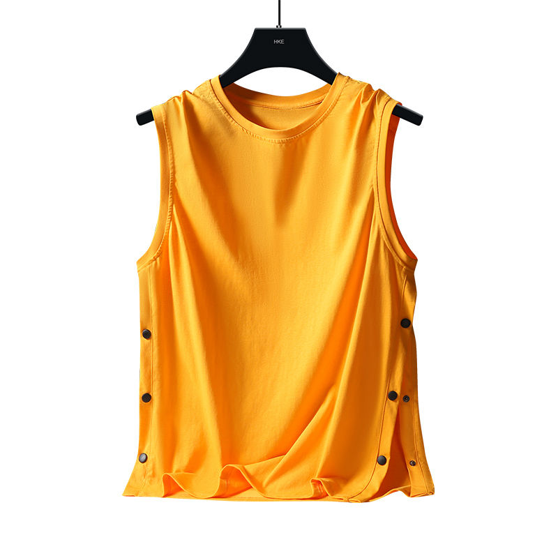 Summer Fashion Round Neck Loose Casual Cotton Vest Male Sleeveless Breasted All-