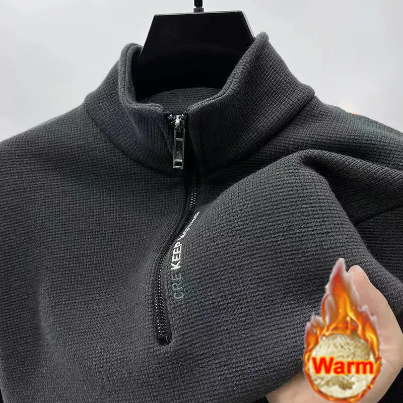 Thumbnail: Men's Clothing Turtleneck Sweater Fashion Men's Knitwear Solid Color Chunky Half