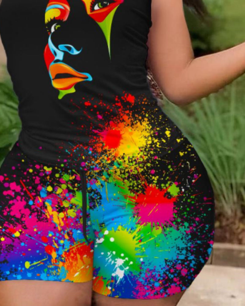 Thumbnail: Women's T-shirt+Hot Pants Two Piece Set 2025 Summer  Fashion Casual Printing Qui