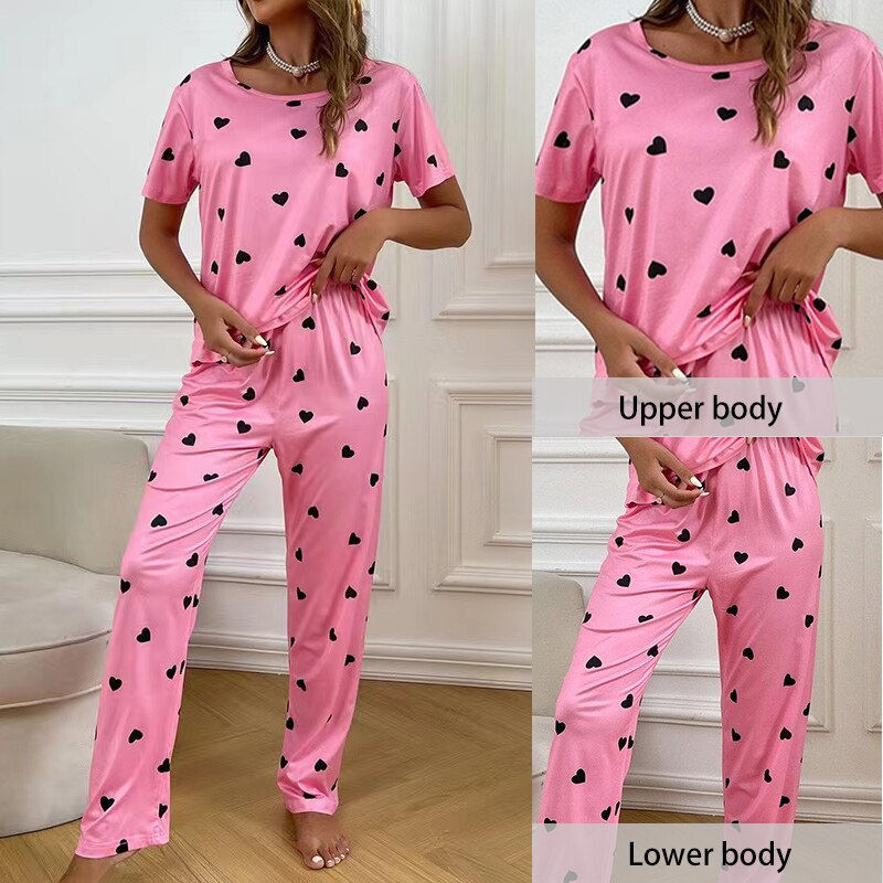 Thumbnail: Women's Two Pieces Sleepwear Set Casual Fashion Sleepwear Pajamas Set Letter Pri