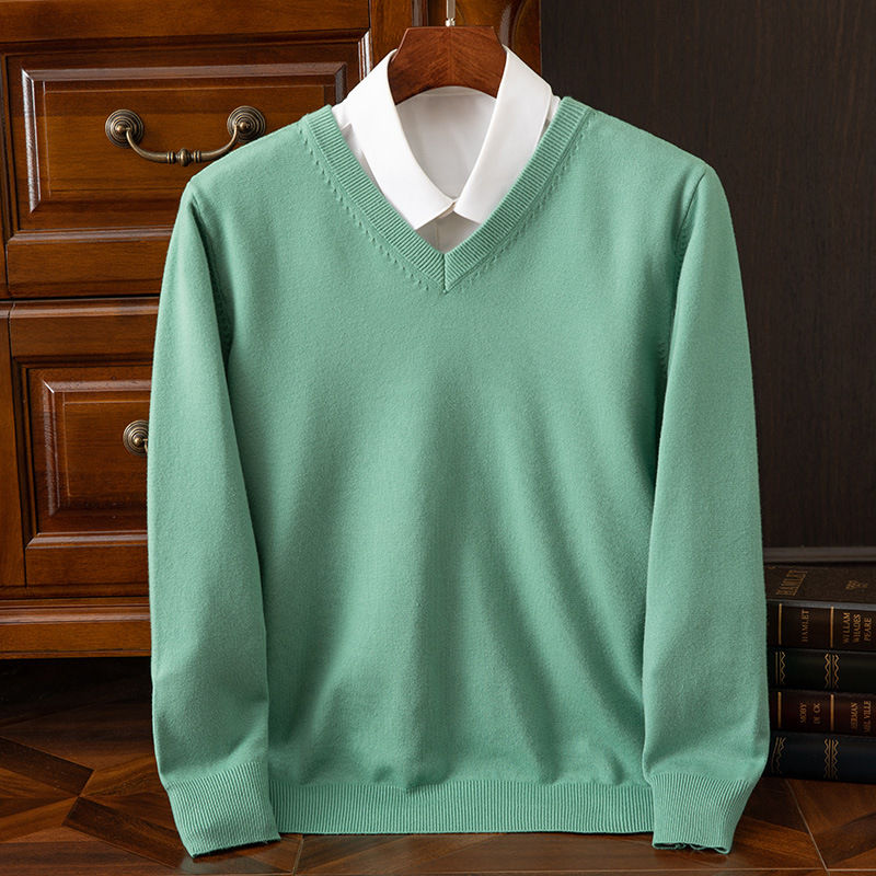 Thumbnail: Super Cashmere Sweater Men Thick Pullover Autumn Winter Warm Classic V-neck Clot