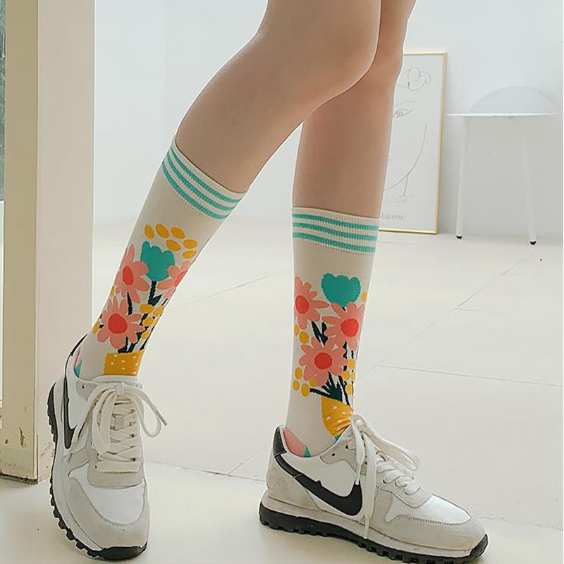 Thumbnail: Fashion Colorful Spring Autumn Stocking  Women's Socks  Plant Hedgehog Slothsi C