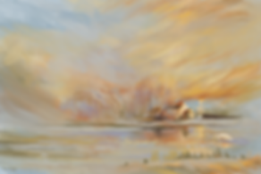 The New Inn by the canal, in the style of Joseph Turner