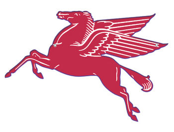 Flying Red Horse With Blue Outline (20-9)