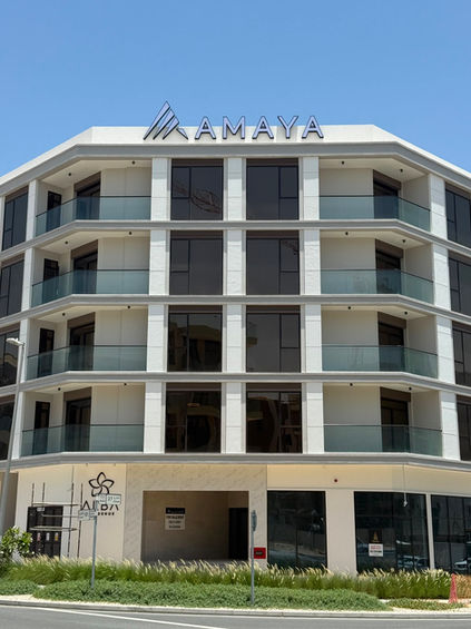 Modern commercial building with elegant facade branding and office signage
