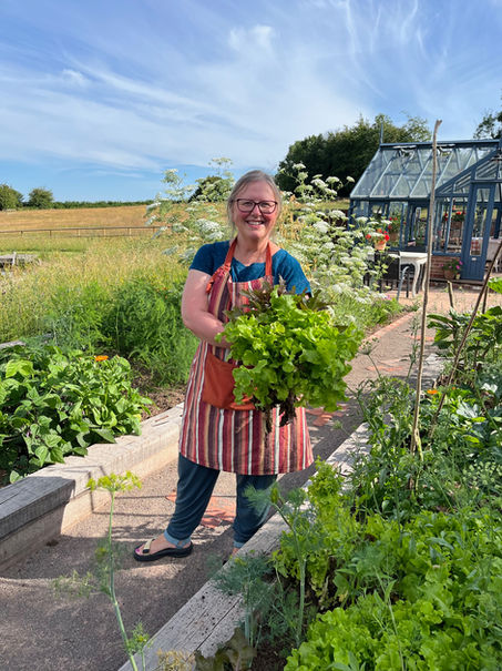 Fresh herbs and vegetable in Claire Jayne's garden