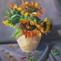 Подсолнушки, подсолнухи в вазе
