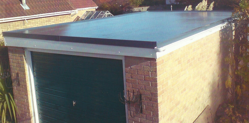 Garage roof covered in Single Ply Membrane