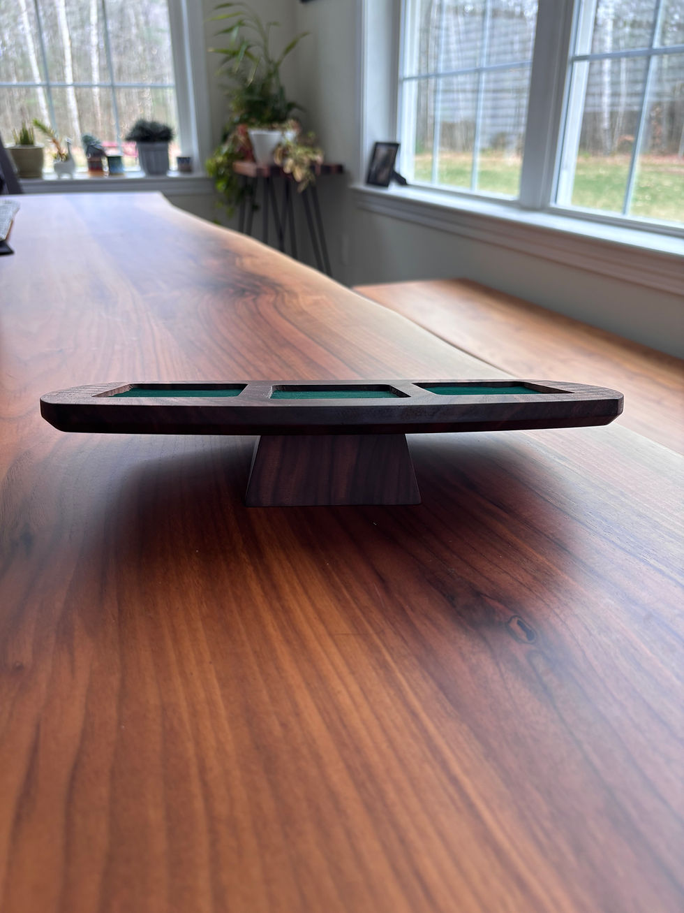 Thumbnail: Walnut modern coin tray rear view