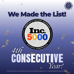 Centurion Wealth Management Named to Inc. 5000 List of America’s Fastest-Growing Private Companies for Fourth Consecutive Year