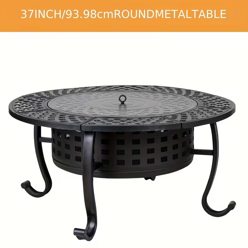 Thumbnail: Brand New - 37'' Large Round Fire Pit with BBQ Grill