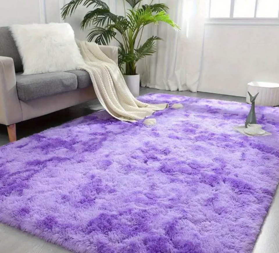 Brand New - Rectangular Area Rug 9x6 ft (Tie Dye Purple)