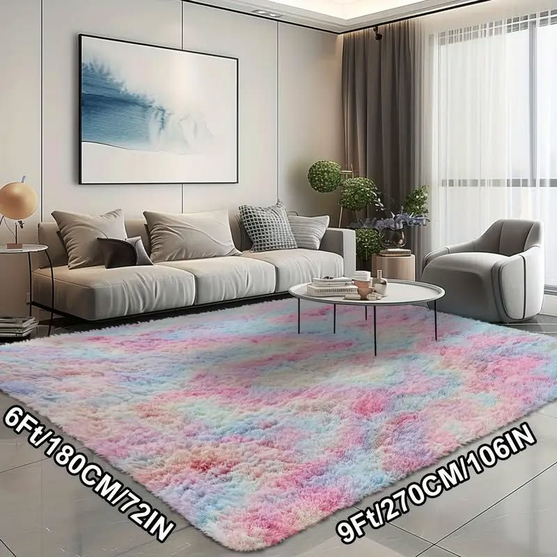 Brand New - Rectangular Area Rug 6 x 9 ft (Tie Dye Rainbow)