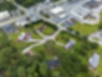Aerial Atlanta real estate photography of suburban cul-de-sac.