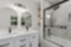 Modern white bathroom by Atlanta real estate photography.