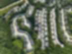 Aerial Atlanta real estate photography of a suburban complex.