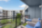 Atlanta real estate photography of modern apartment balcony.