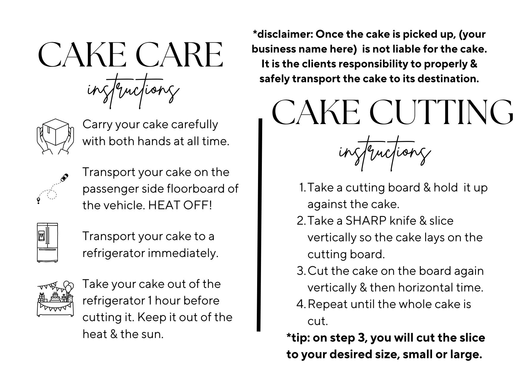 Cake Care label (custom)
