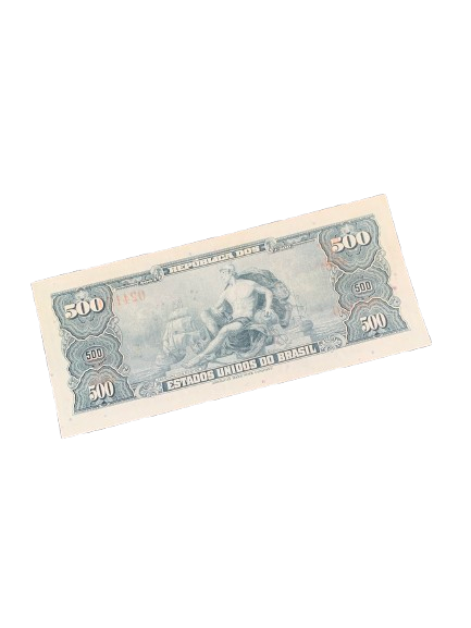 Miniatura: 1 cédula de 500 cruzeiros (com carimbo 50 centavos) FE C119  - Brasil
