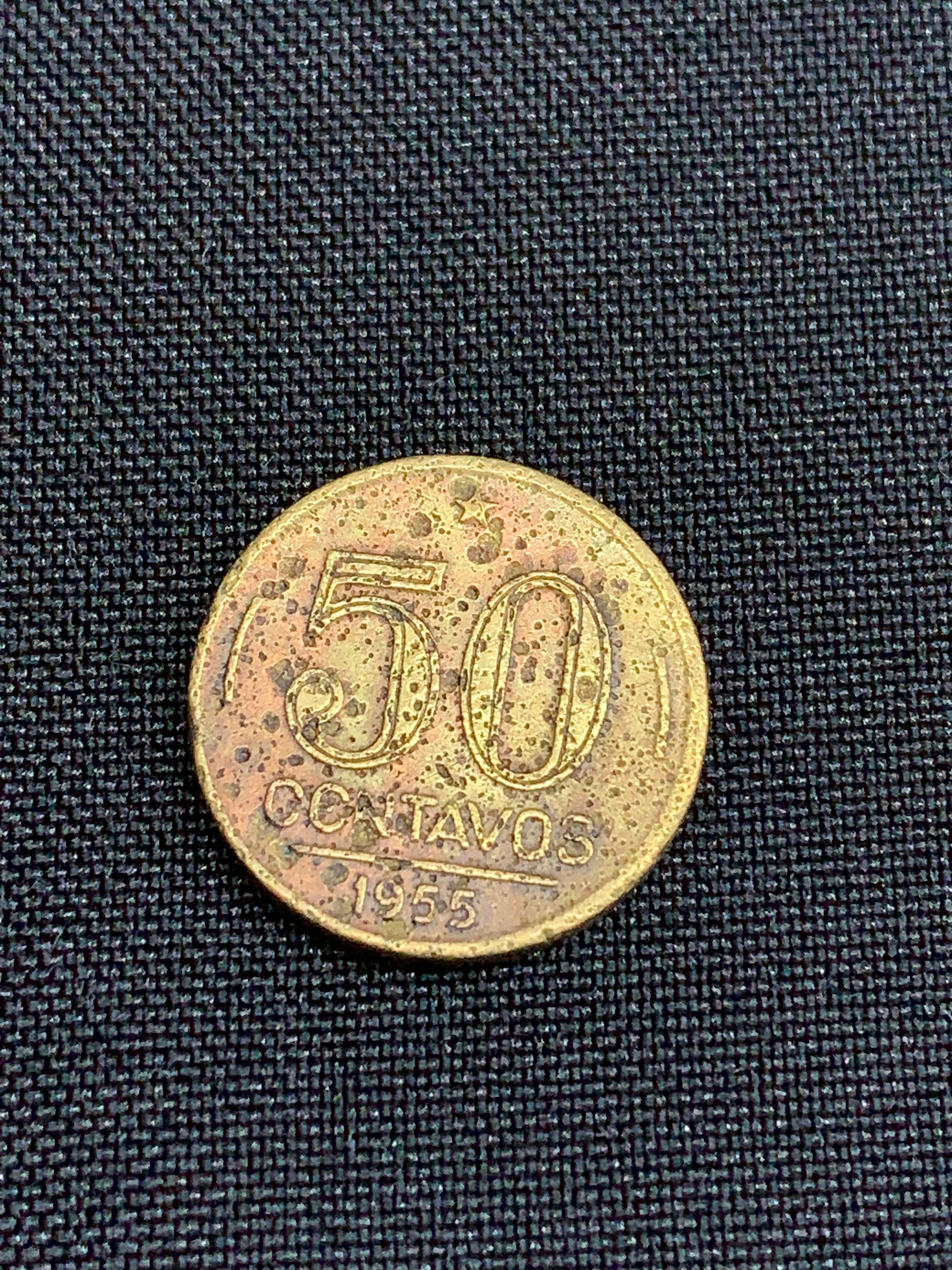 1 moeda de 50 centavos - 1955 - Bronze-Alumínio - Brasil (BC)