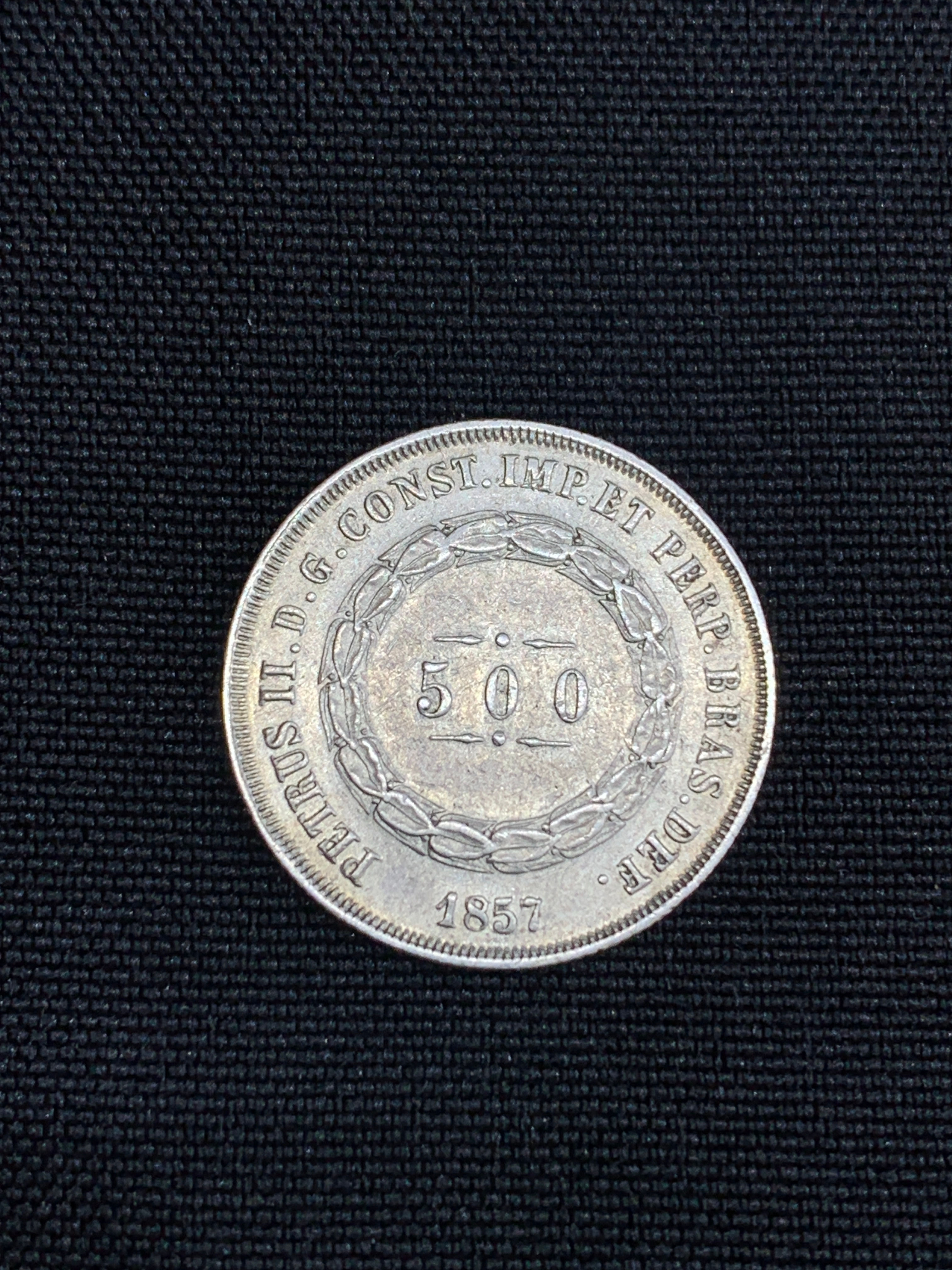 1 moeda de 500 Réis- 1857 - Prata - P590 -  Brasil (cod. 138-A)