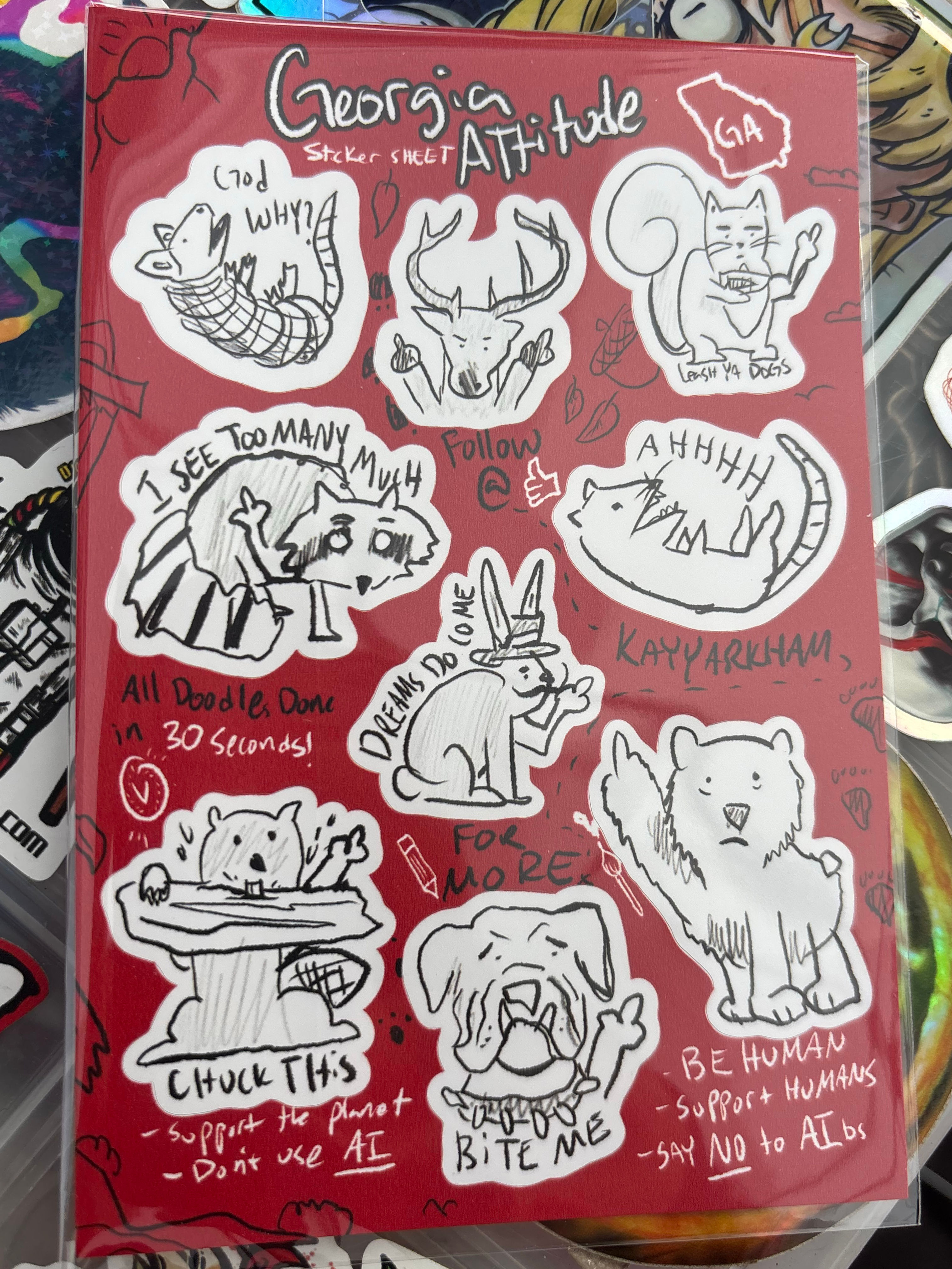 Georgia Wildlife Attitude Sticker Sheet