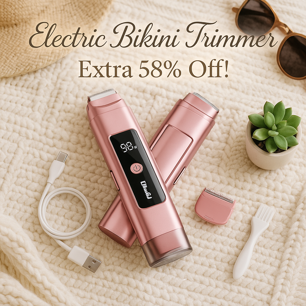 Dynooper Electric Bikini Trimmer for Women: IPX7 Waterproof Dual Head Cordless Electric Shaver for Women with LED Display & 0.5mm Ceramic Blades for Pubic Hair, Face, Legs