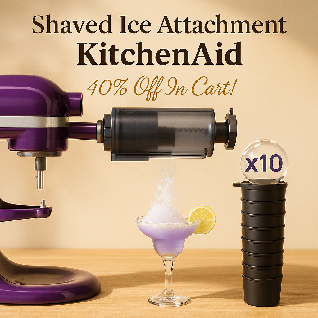 Shaved Ice Attachment for KitchenAid Stand Mixer,Upgraded Snow Cone Machine Accessory with 8 Reusable Ice Molds,Professional Shaved Ice Maker Accessories for Fluffy Snow-like Texture,Fits All KA Molds