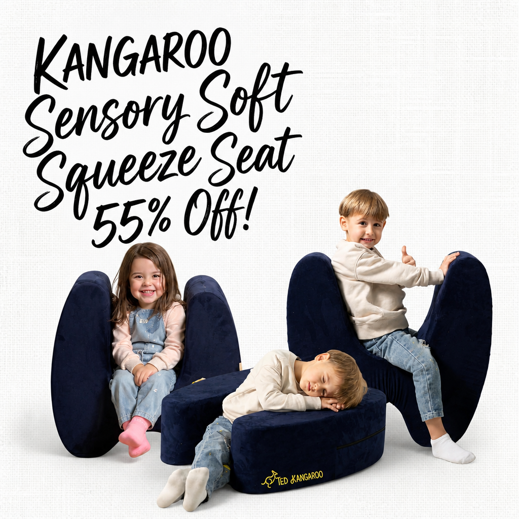 TED KANGAROO Sensory Soft Squeeze Seat – Calming Compression Chair for Kids with Sensory Needs, Washable Cover, Rocking Design