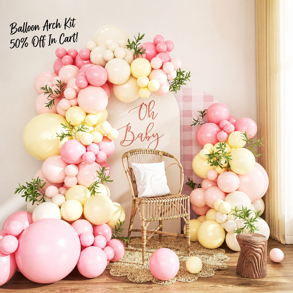 Pink and Yellow Balloon Arch Kit for Baby Shower Bridal Shower Decorations