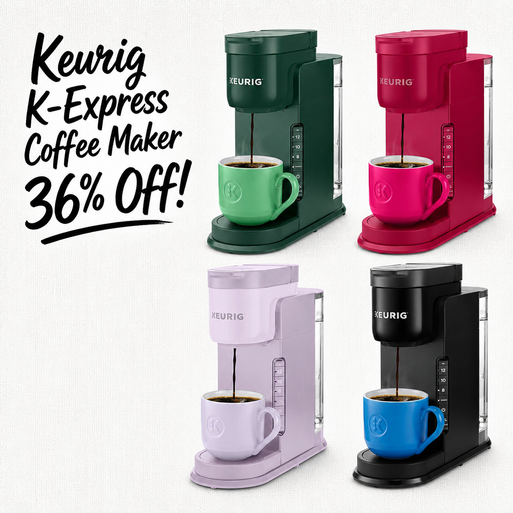 Keurig K-Express Single Serve K-Cup Pod Coffee Maker, 3 Brew Sizes, Strong Button Feature, 42oz Removable Reservoir, Lavender