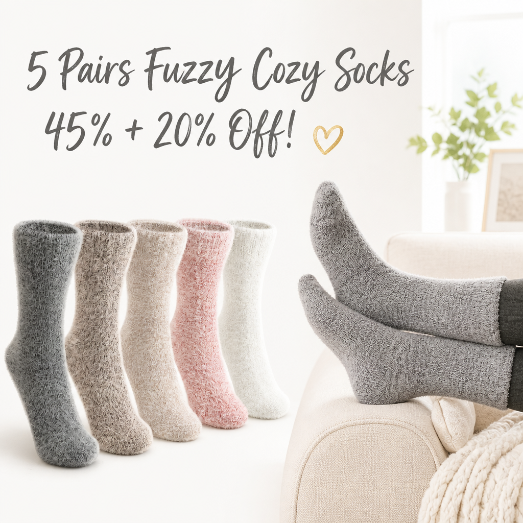 SISOSOCK 5 Pairs Fuzzy Soft Cozy Comfy Socks Warm Birthday Gifts for Women