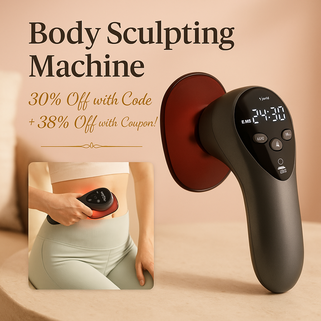 Body Sculpting Machine, Electric Cellulite Massage Tool for Body, Home SPA or Travel Self Care, Neck, Abdomen, Leg Soothing Massager for Muscle Tension, Portable Gifts for Women Man, 3 Cups, Timer
