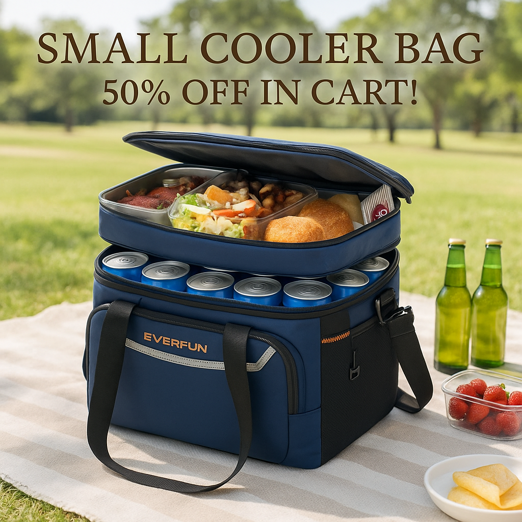 EVERFUN Large Soft Cooler Bag Insulated Cooler 48 Can Dual Compartments Collapsible Waterproof Leak-Proof for Camping Travel Beach Picnic, Navy
