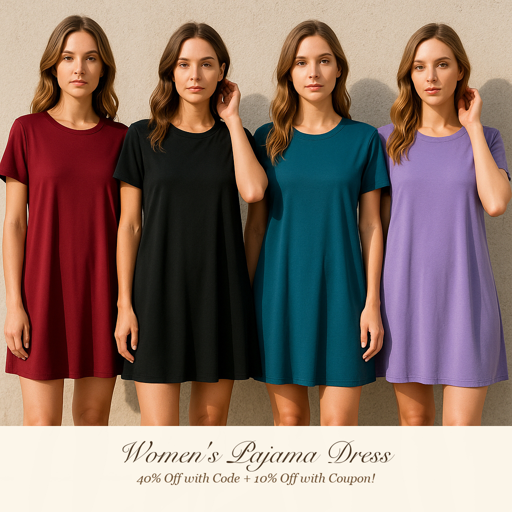 PATPAT Nightgowns for Women Viscose from Bamboo Sleep Shirts Short Sleeve Nightshirt Casual Sleeping Soft Pajama Dress Blue, L