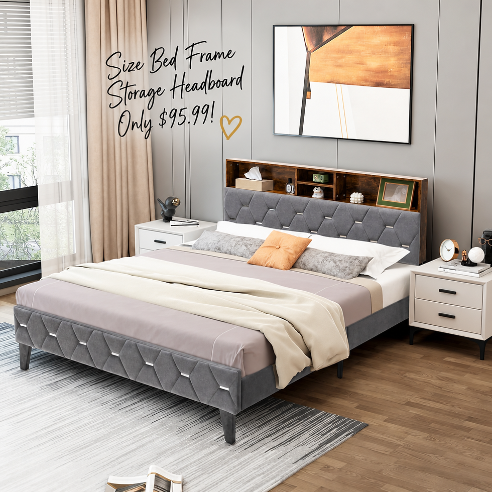 Queen Size Bed Frame With Storage Headboard