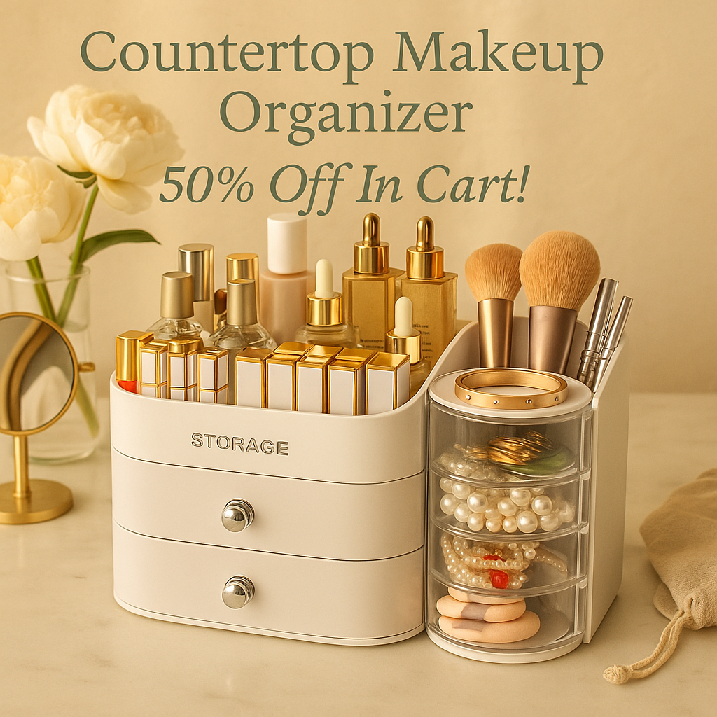 Makeup Organizer Countertop with Drawers, Make up Organizers for Vanity, Skincare Jewelry Earring Organizers, Cosmetic Display Cases Makeup Storage for Bedroom & Bathroom, Ideal Gifts for Women(White)