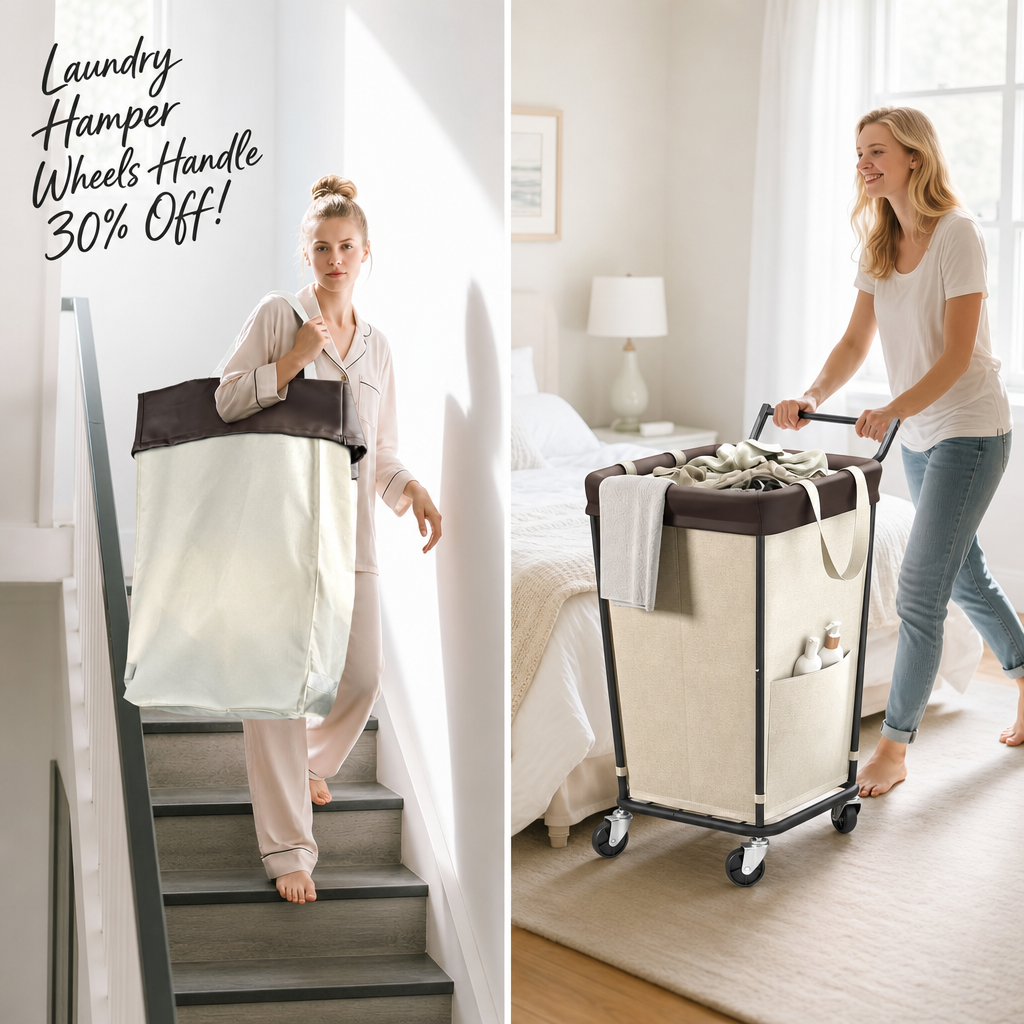160L Laundry Hamper with Wheels and Handle, 2-Section Rolling Hamper for Laundry, Large Laundry Basket with Wheels, Rolling Laundry Basket Clothes Hamper for Home, Bathroom and Dorm(Black)