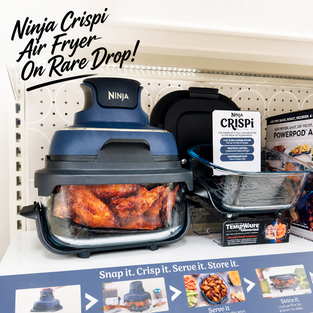Ninja Crispi Glass Air Fryer, 4-in-1, Stone, FN101ST