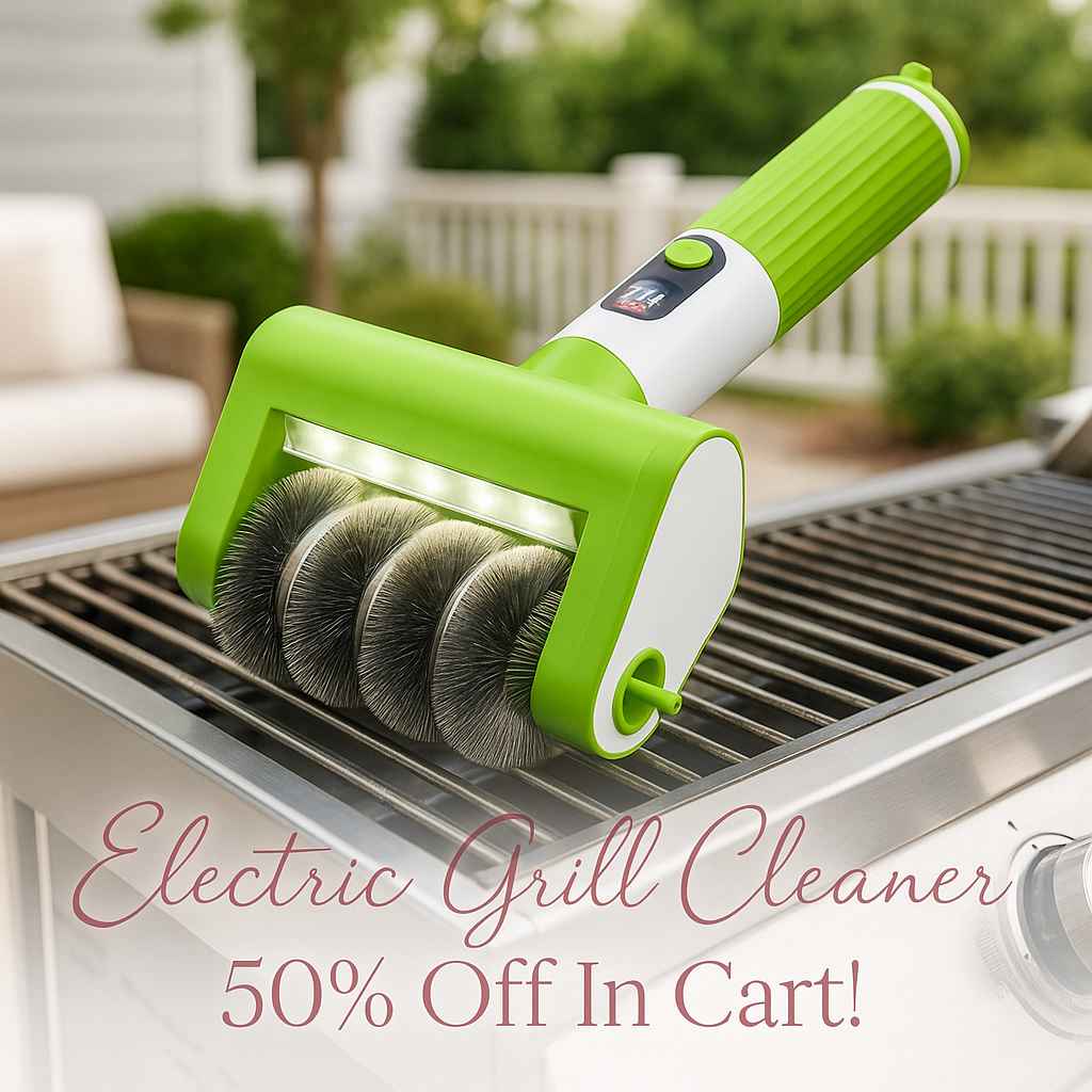 VYTOOV Electric Grill Brush, 2-Speed BBQ Grill Brush with LED Light/Screen Powerful Cleaning 800RPM/4000mAh/2 Brush Heads No Bristle Shedding Rechargeable Lightweight Grill Cleaner for Outdoor/Camping