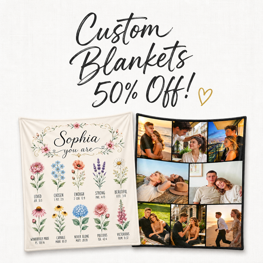 Ships Next Day Custom Blanket with Photo – Personalized Gift for Girlfriend | Customizable Throw, Wife Mom Dad Couple, Birthday & Anniversary Keepsake, Soft Flannel