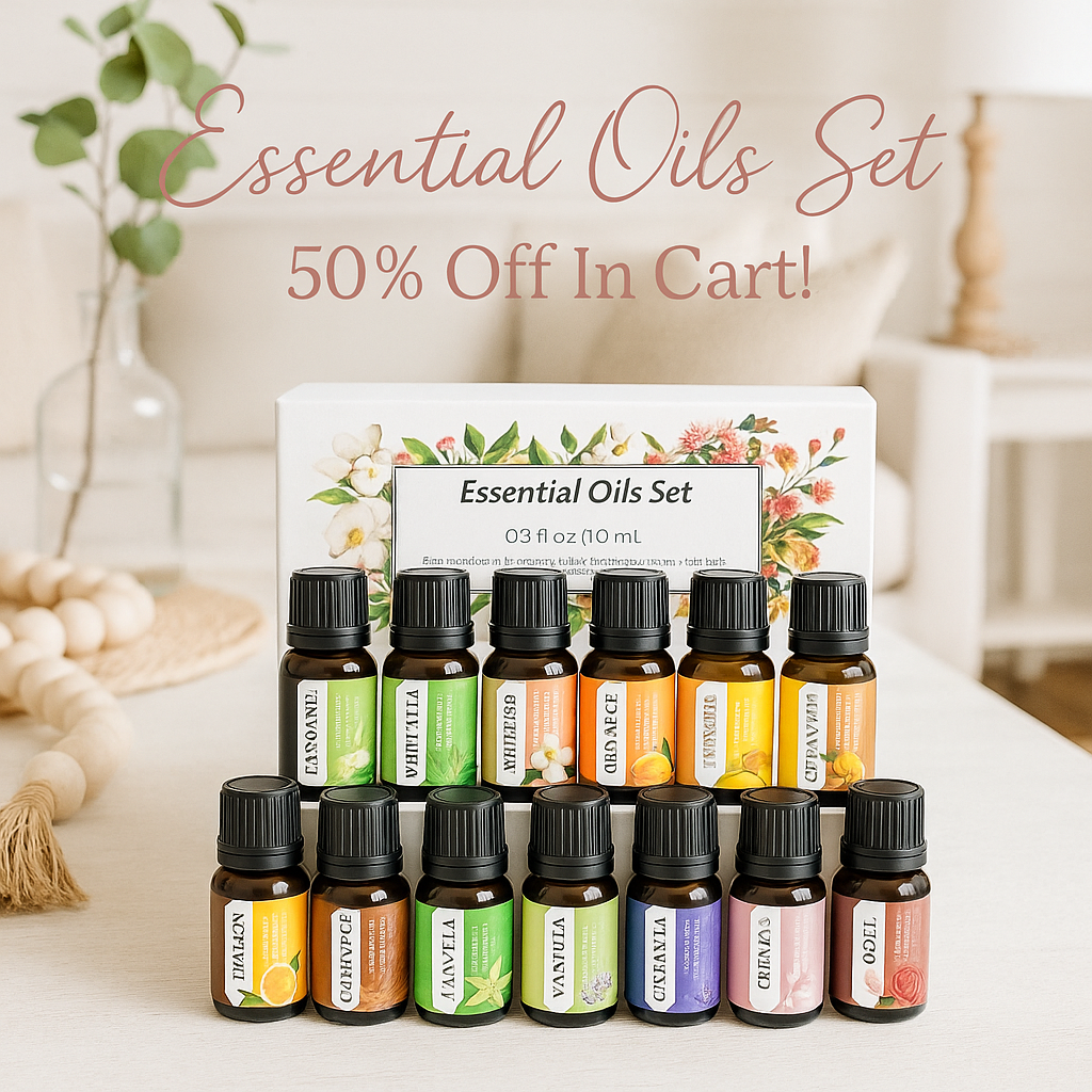 Gihen Essential Oils Set, 12 Scents, 10 ML Bottles, Lavender, Lemon, Rose, Jasmine, Vanilla, Sandalwood and More, for Humidifiers, Diffusers, Aromatherapy