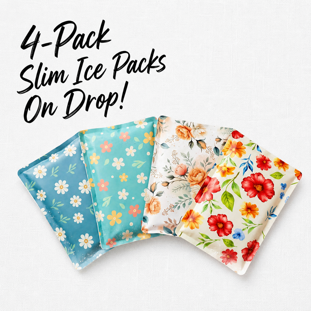 4 Pack Slim Ice Packs for Lunch Boxes, Reusable Kids Cold Packs for Coolers