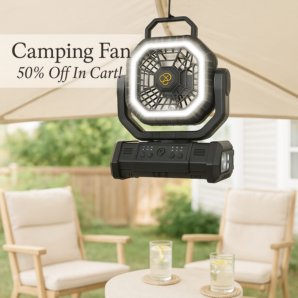 Portable Fan Rechargeable, 20000mAh Cordless Battery Powered Camping Fan with LED Light & Remote, 4 Speeds Wind, Timer, USB C, Hanging Hook, Oscillating Fans for Travel Tent, Camping Essentials
