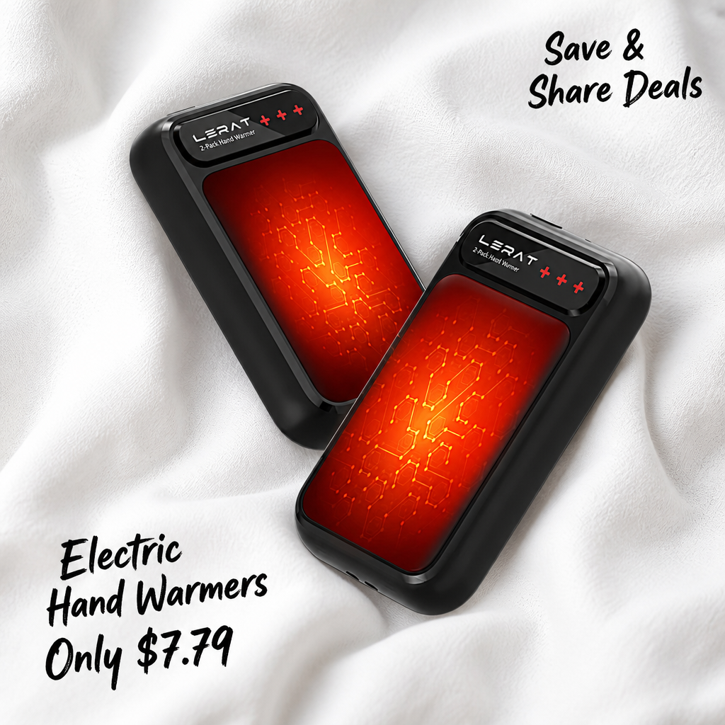 Lerat Hand Warmers Rechargeable 2 Pack, Electric Hand Warmers, Fast Heating, Portable Pocket Heater, 2 in 1 Quick Charge Hand Warmer for Outdoor Indoor, Warmer Gift for Women,Men, Golf, Camping -Black