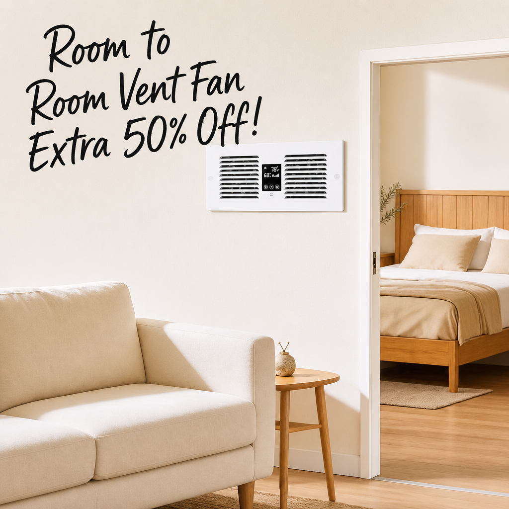 Apexicalo Hardwired Reversible Room to Room Fan, 300 CFM Through Wall Fan