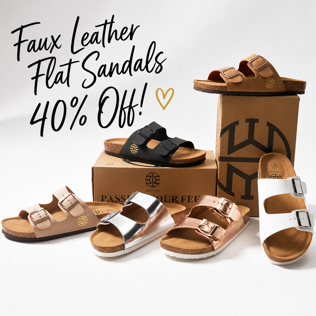E E EMPTY ENTIRE Women's Faux Leather Flat Sandals, Black， Size 5.5